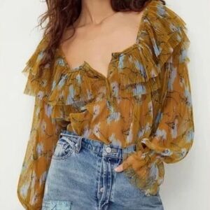 Free People Multicolor Ruffled Top